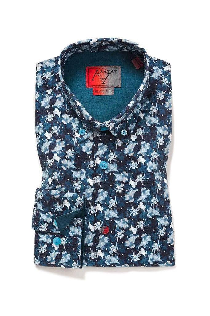 Aayat Menswear - Vente Chemise à col boutonné – homme - CHEMISE À FLEURS POUR HOMME À COL BOUTONNÉ6