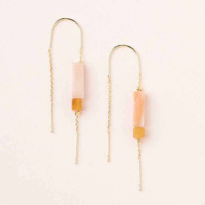 Rectangle Stone Earring - Rose Quartz/Amber/Gold for wholesale by Scout Curated Wears