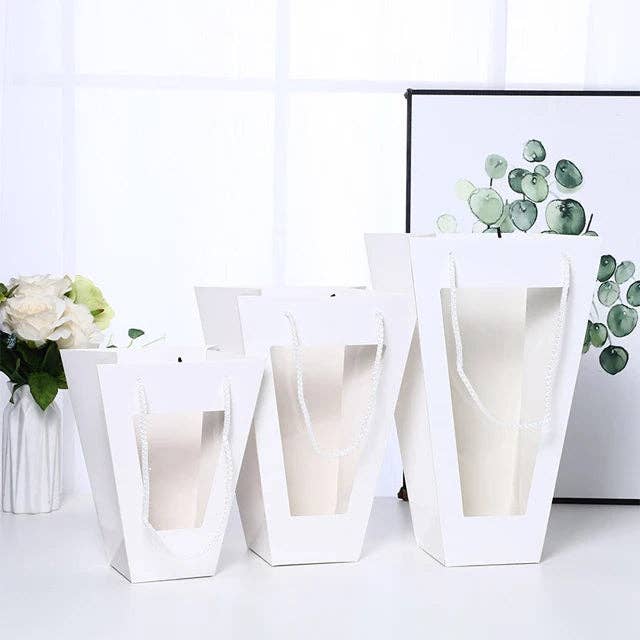 Trapezoid Kraft Flower/Gift Bag with Window for wholesale by Elegant Design Supply