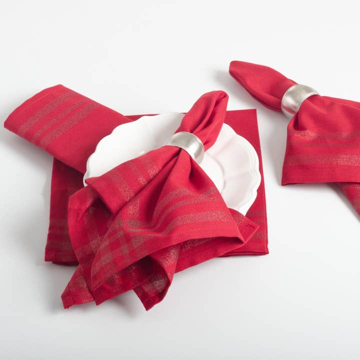 Serviette en tissu iridescente rouge 20" pour la vente par Fennco Styles