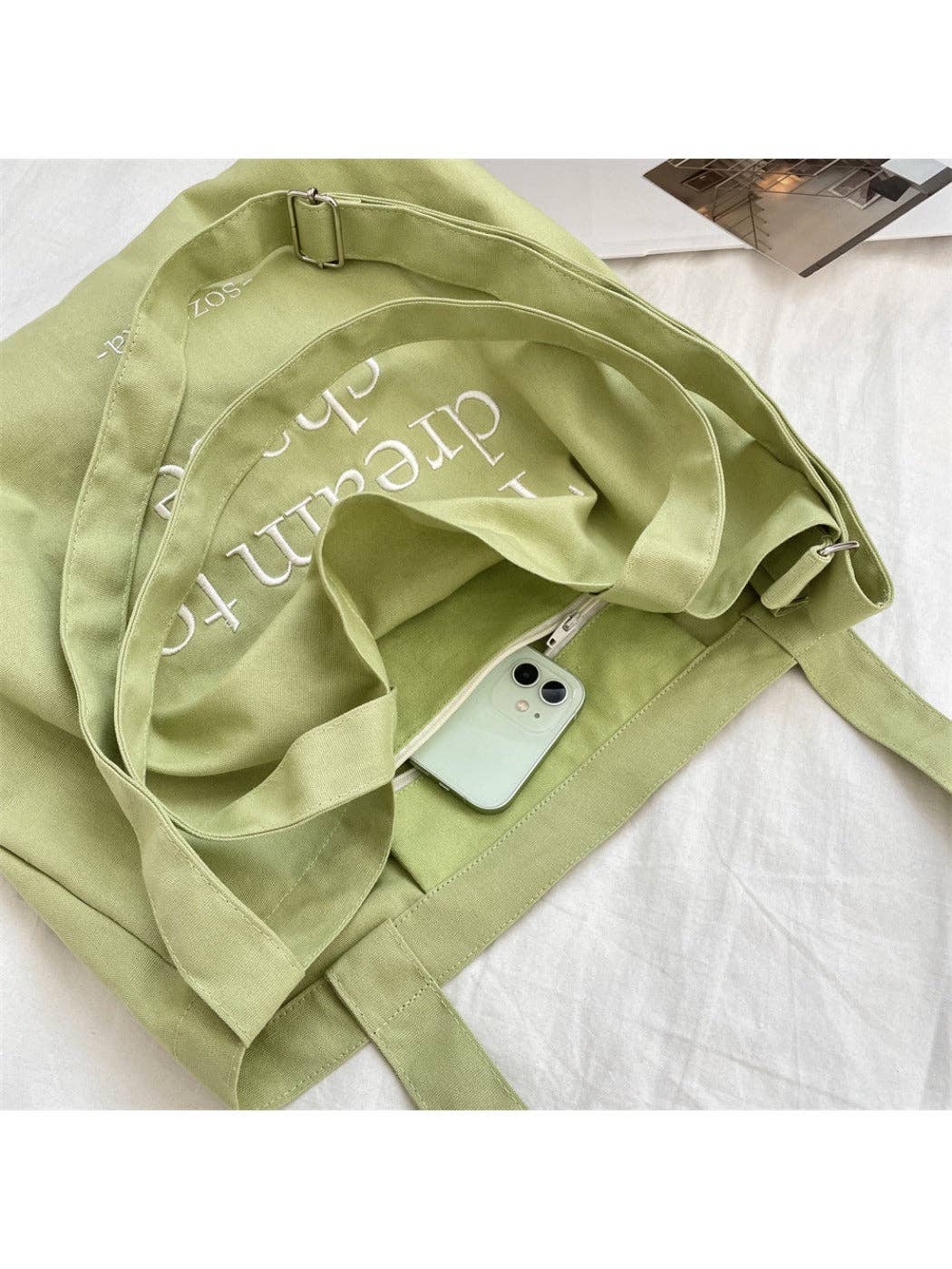 Funkyrel® Atzbranding Limited - Venta al por mayor Bolsa de asa- Mujer - Cosbai - Bolsa de lona con letras coreanas para mujer6