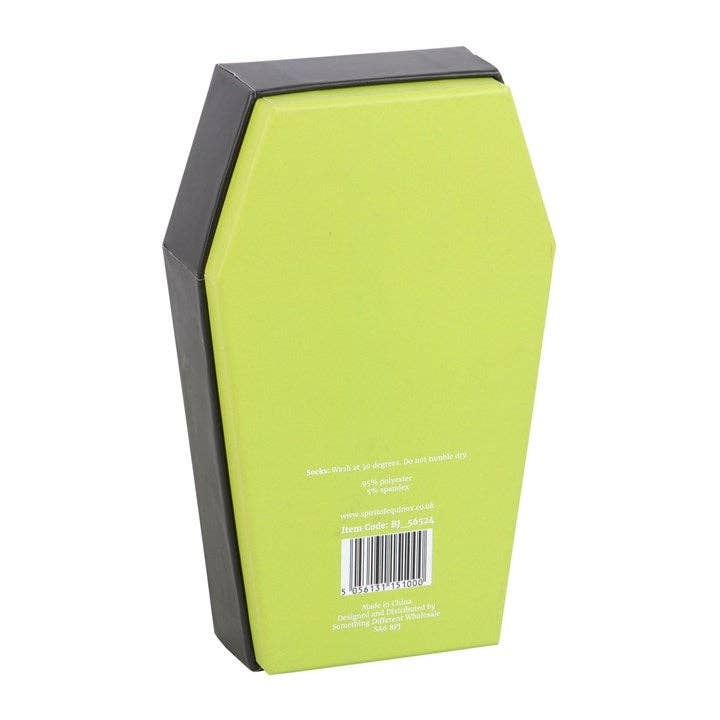 Something Different Wholesale - Vente Chaussettes – femme - Chaussettes gothiques rayées pour Halloween dans boîte-cercueil3