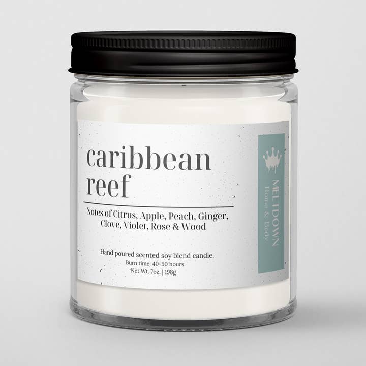 CARIBBEAN REEF 7oz. Candle for wholesale by MELTDOWN Home & Body
