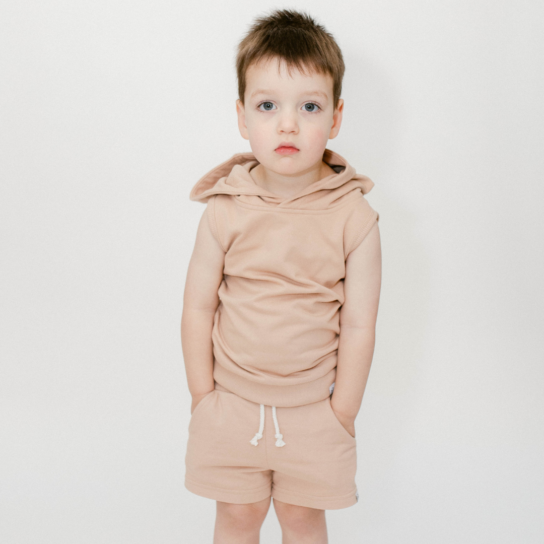 Coconut Pops - Wholesale Hoodie - Kids - Sleeveless Hoodie in Beige1