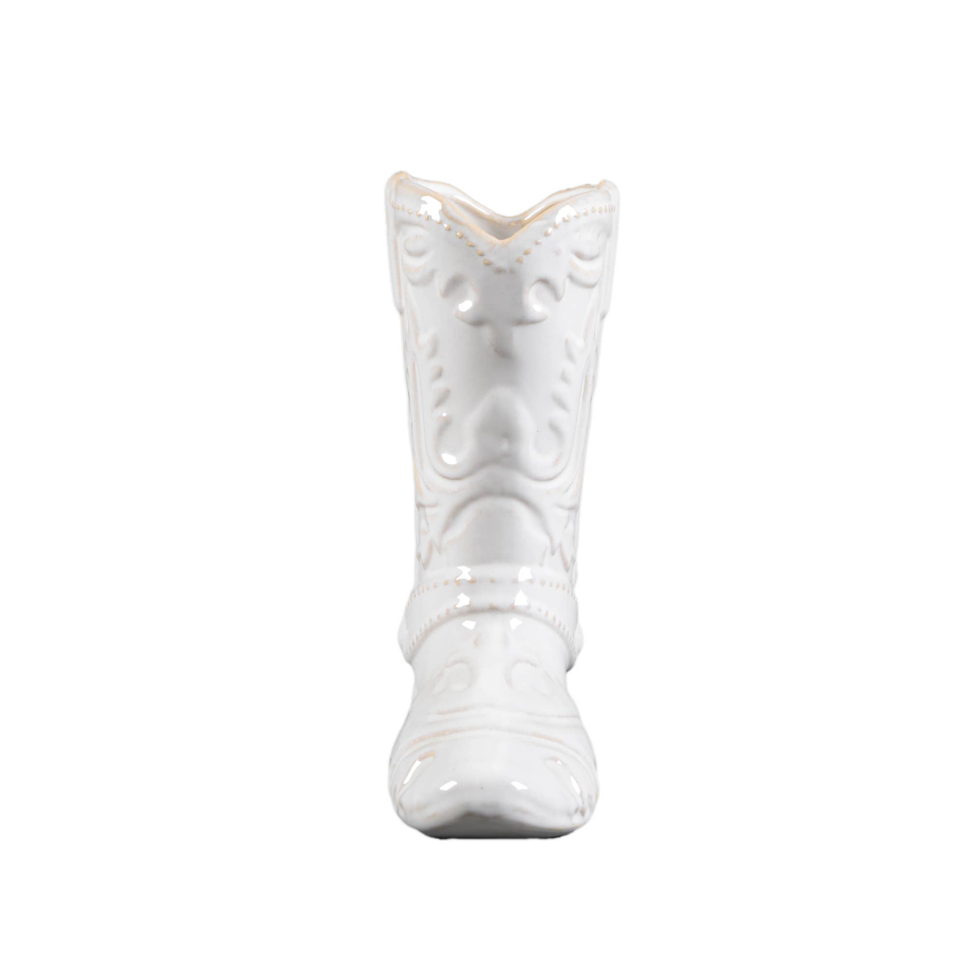 Flora Bunda Inc - Wholesale Vase - Ivory Ceramic Cow Girl Boot Vase1