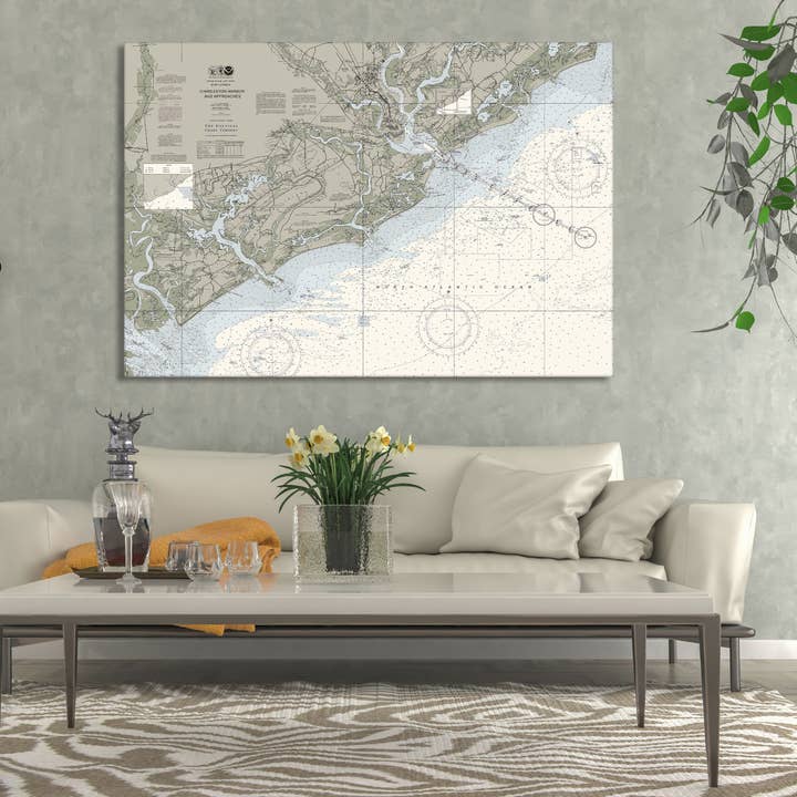 Carte nautique du port de Charleston et de son approche de la Caroline du Sud pour la vente par The Nautical Chart Co.