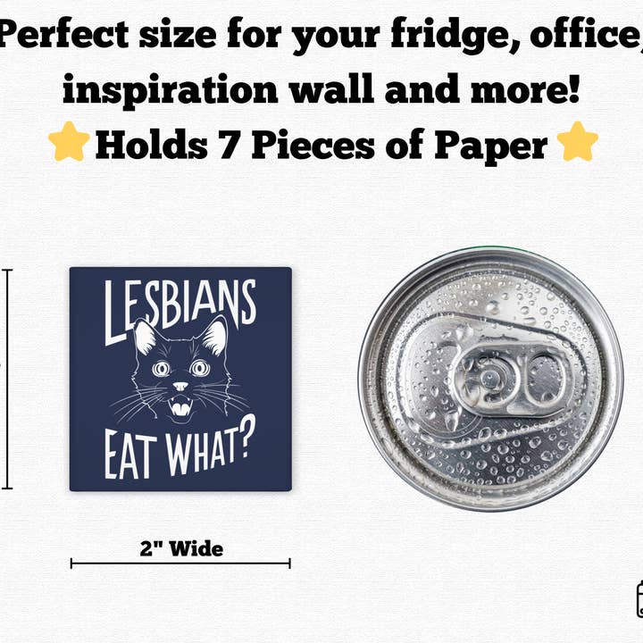 Snap It Stick It - Wholesale Magnet - Lesbians Eat What - Cat Humor 2x2 Square Magnet2