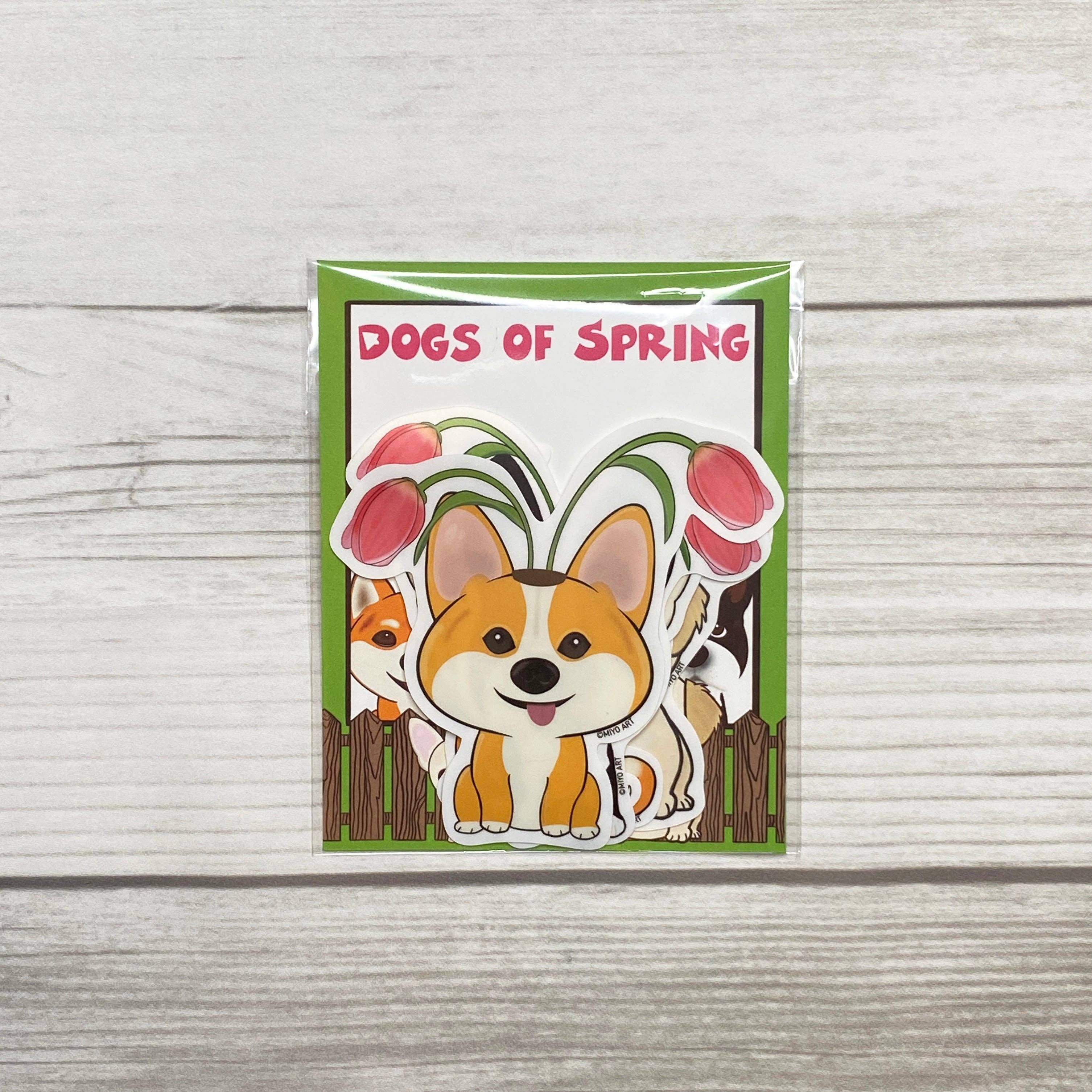 Miyo Art Design - Wholesale Sticker - Dogs of Spring Vinyl Sticker Set of 5