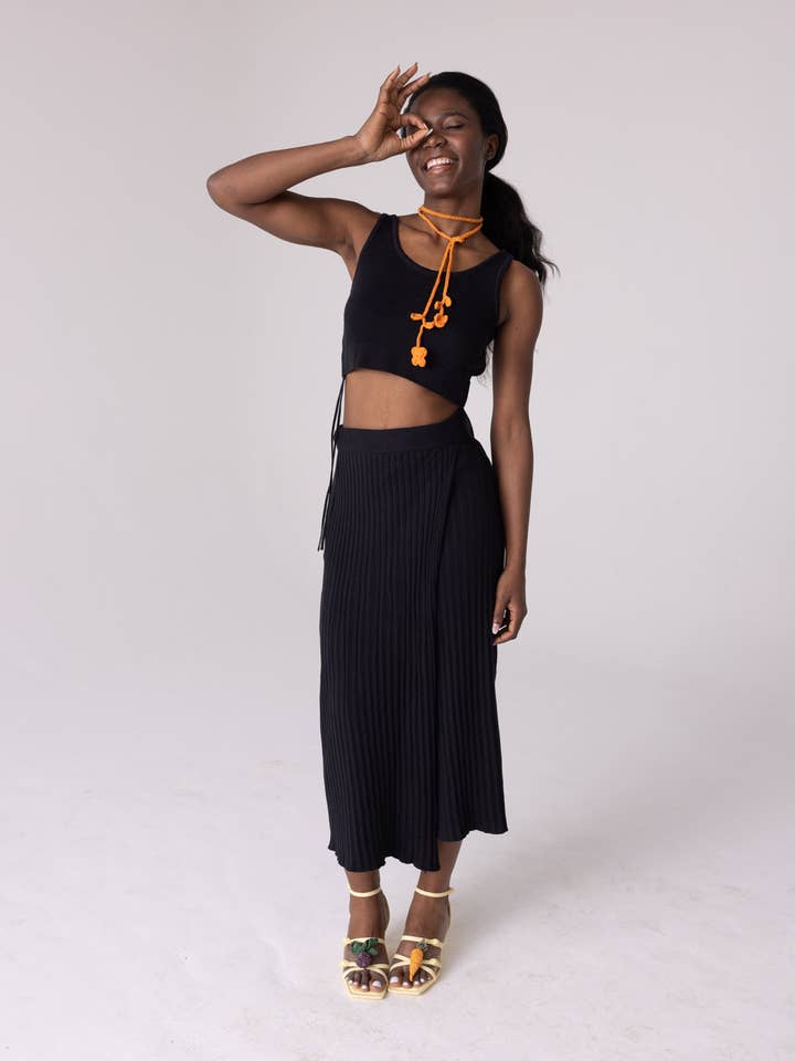 Šatrija: Black Cotton Wrap Skirt for wholesale by The Knotty Ones (US Duties Paid)