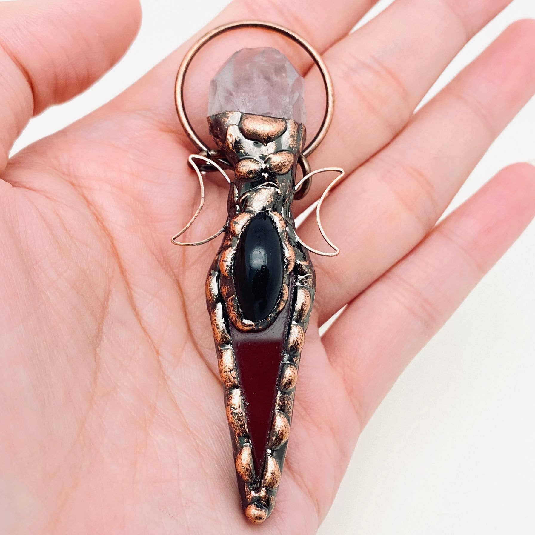 Mio Queena – wholesale Spiritual stone/crystal – Vintage Amethyst Agate Scepter Pendant - CS1