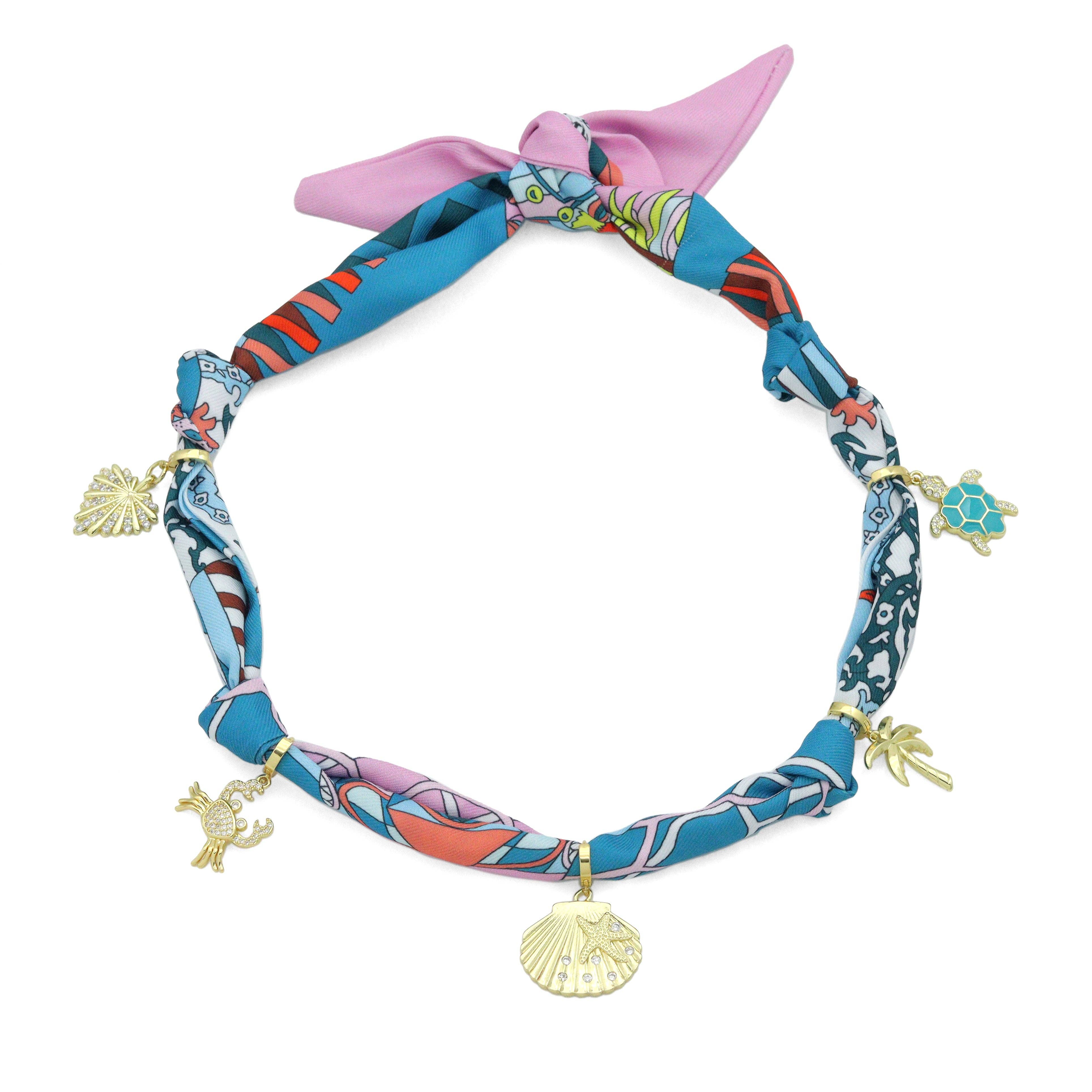 BestBeads&Beyond - Wholesale Pendant/Charm Necklace - Convertible Scarf Necklace, Adjustable Silk Scarf Statement Necklace, sku#EF80610