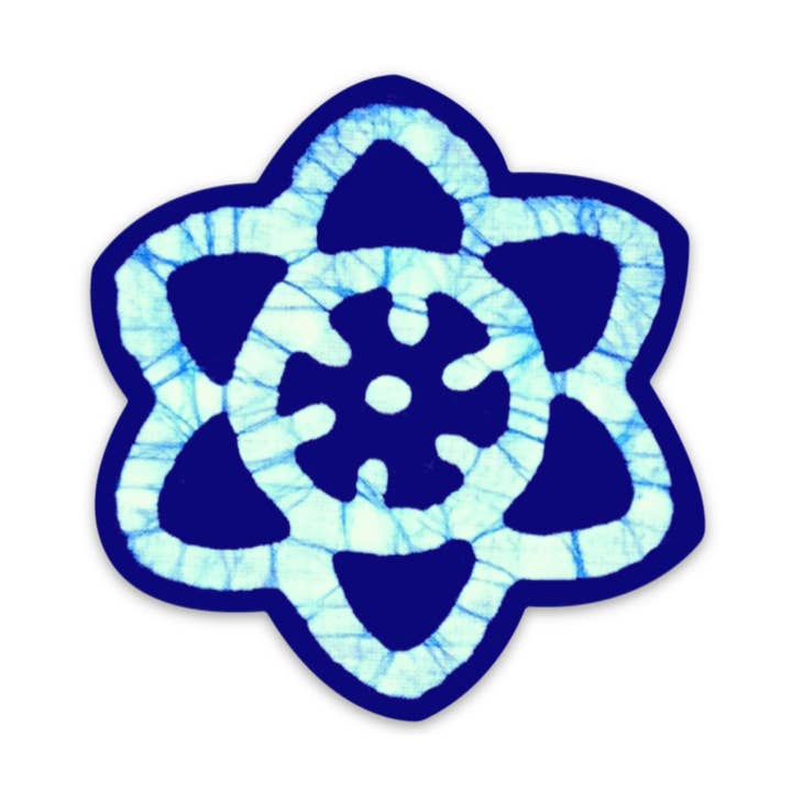 Batik Indigo Star Vinyl Sticker 3” for wholesale by WAXON Batik & Dye Studio