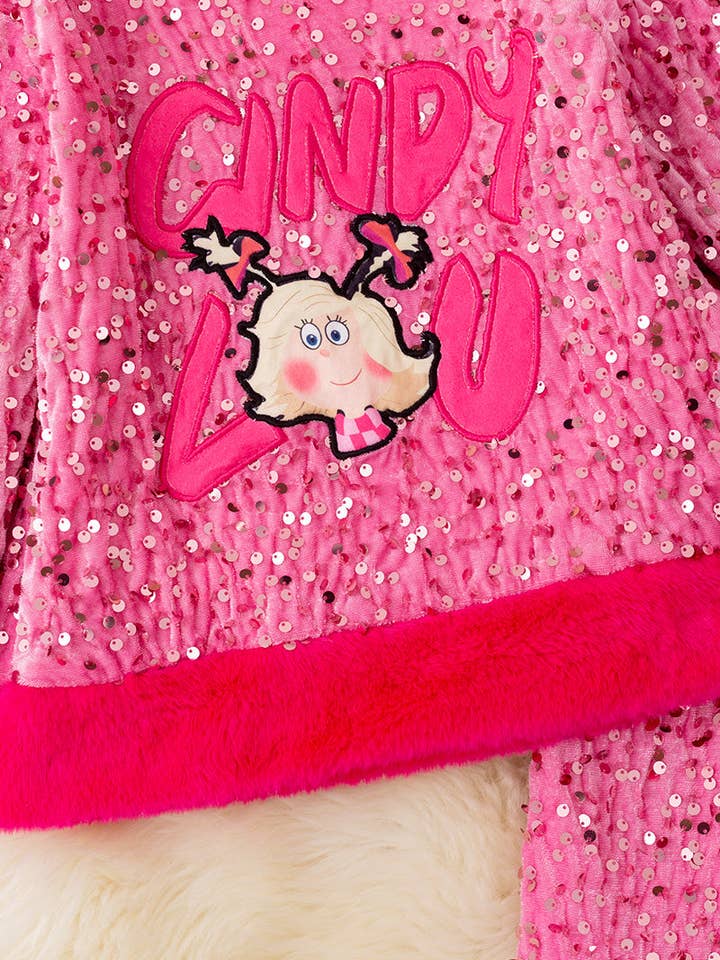 Kids Charm Online - Wholesale Top & Pant Set - Kids - Christmas character application on pink sequins top and bell bottoms. OFG42792 AMY1