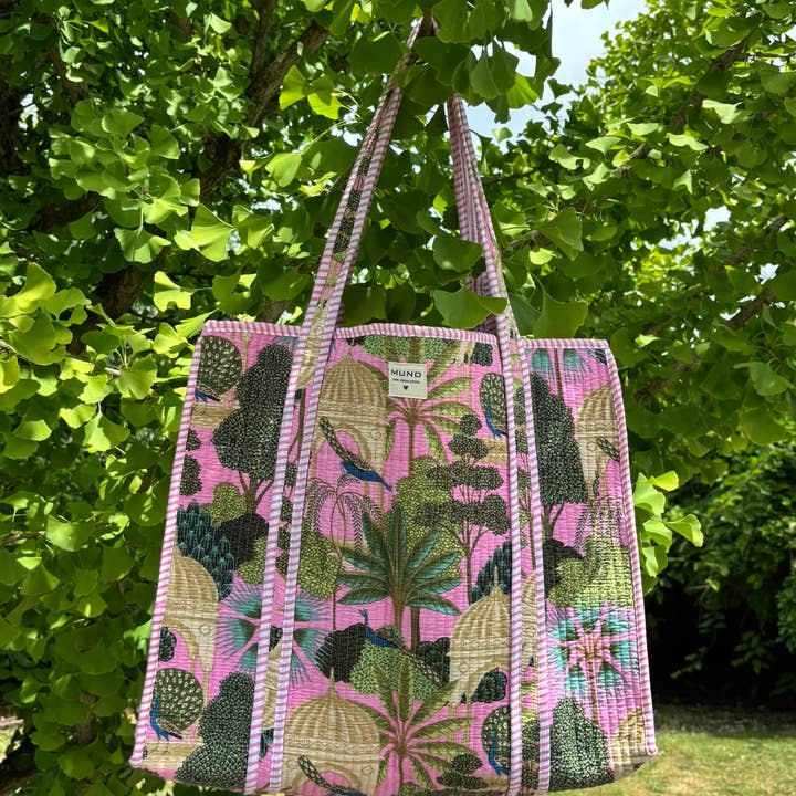 Bolso tote acolchado de algodón Fushia 1001 Nights para venta al por mayor de Muno