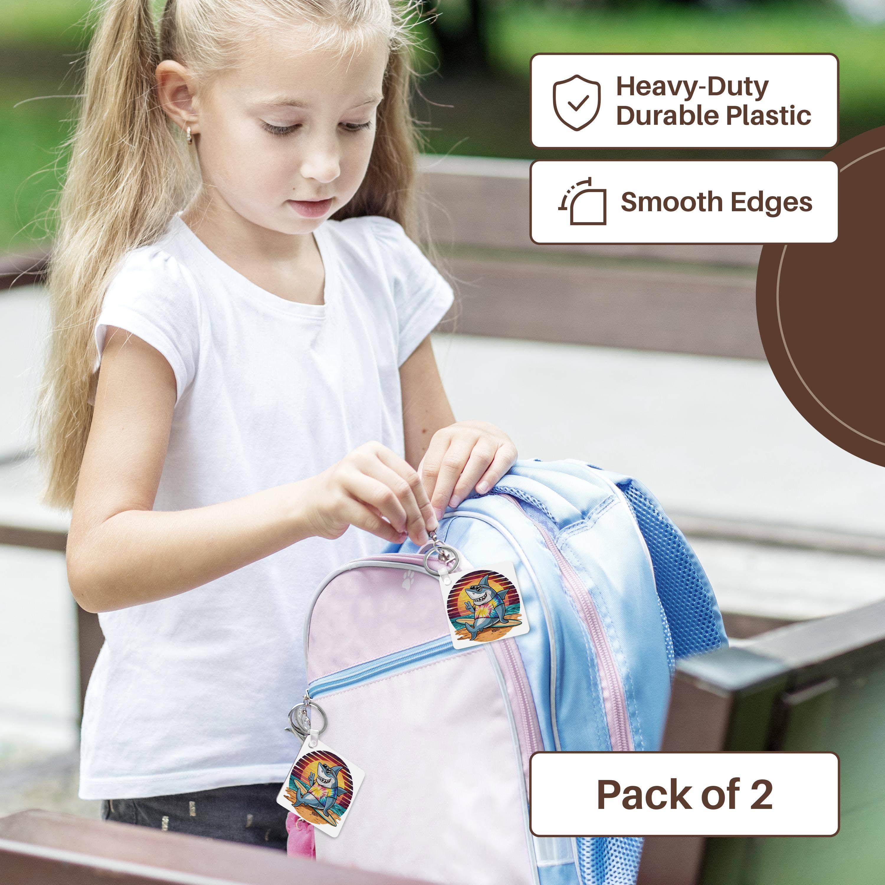 3dRose - Wholesale Keychain - Unisex - 3dRose, Cute Colorful Funny Hippy Shark on Surfboard Beach Peace, Key Chain3