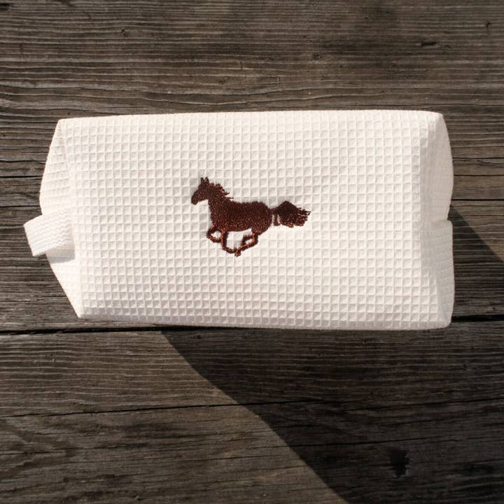 Coastal Cowboy - Wholesale Makeup/Cosmetic Bag - White Horse Makeup Travel Bag