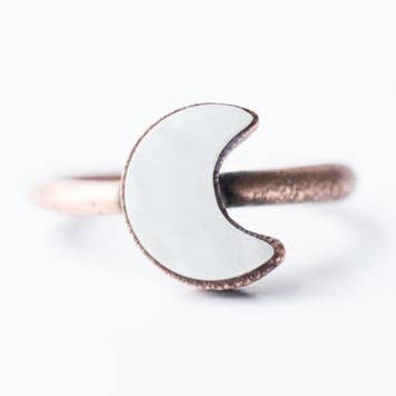 White Quartz Moon Ring for wholesale by HAWKHOUSE