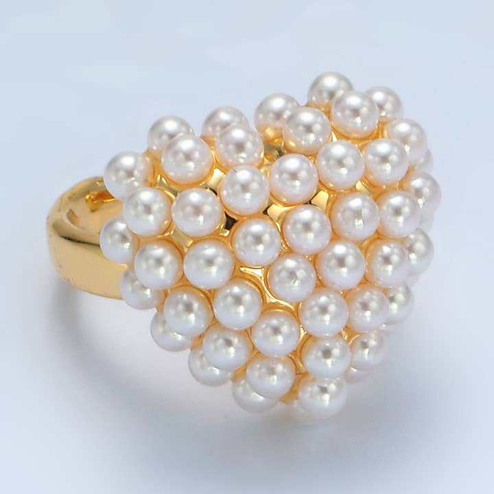 Anello con sigillo a cuore con perle riempite in oro 24 carati | O1396 per la vendita all'ingrosso da parte di Aim Eternal