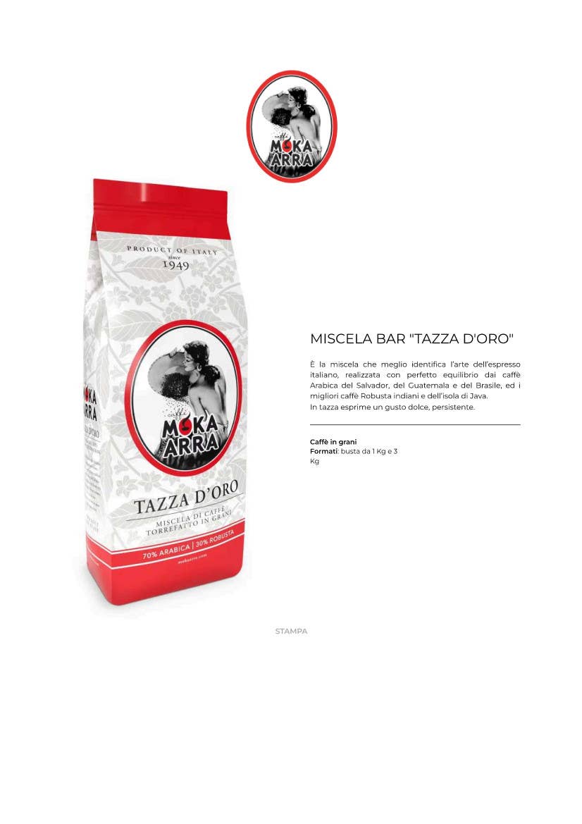 Metina SAS - Vendita all'ingrosso Caffè/espresso istantaneo - Moka Arra Caffè Miscela Bar Tazza D'Oro in grani grammi 30002