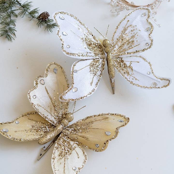 UZ Wholesale Store - Wholesale Ornament - High-End Fabric Glitter Butterfly Christmas Tree Ornament8