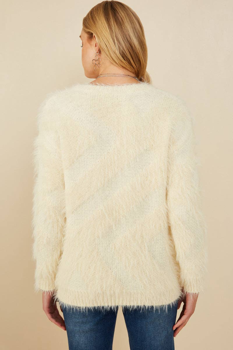 Ivory Womens Faux Fur Pullover Sweater for wholesale on Faire5