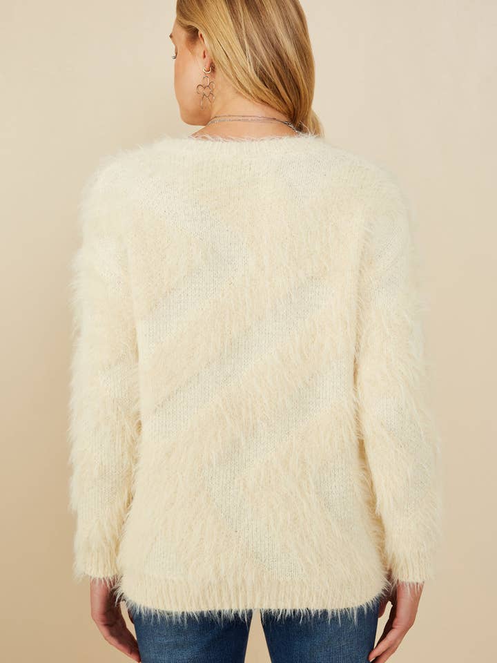 Ivory Womens Faux Fur Pullover Sweater for wholesale on Faire5
