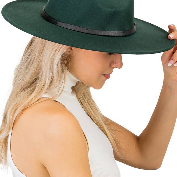 Cap Zone - Wholesale Fedora - Women's - Red Bottom Black Belt Rancher Hat Wide Brim42