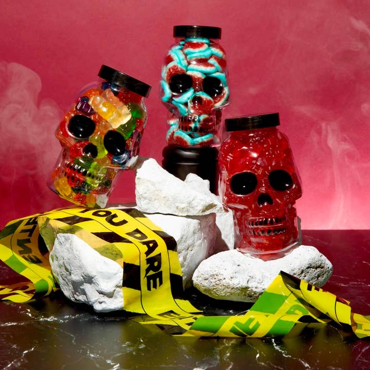 Purple Plum - Wholesale Gummy - Halloween Candy Skull Jar with Assorted Gummies