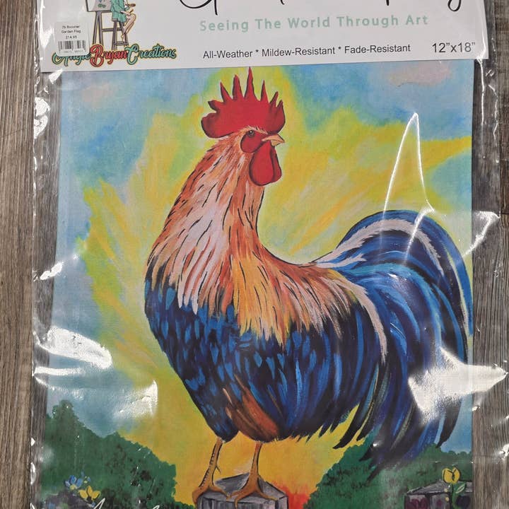 Rooster Garden Flag for wholesale by Angie Bryan Creations
