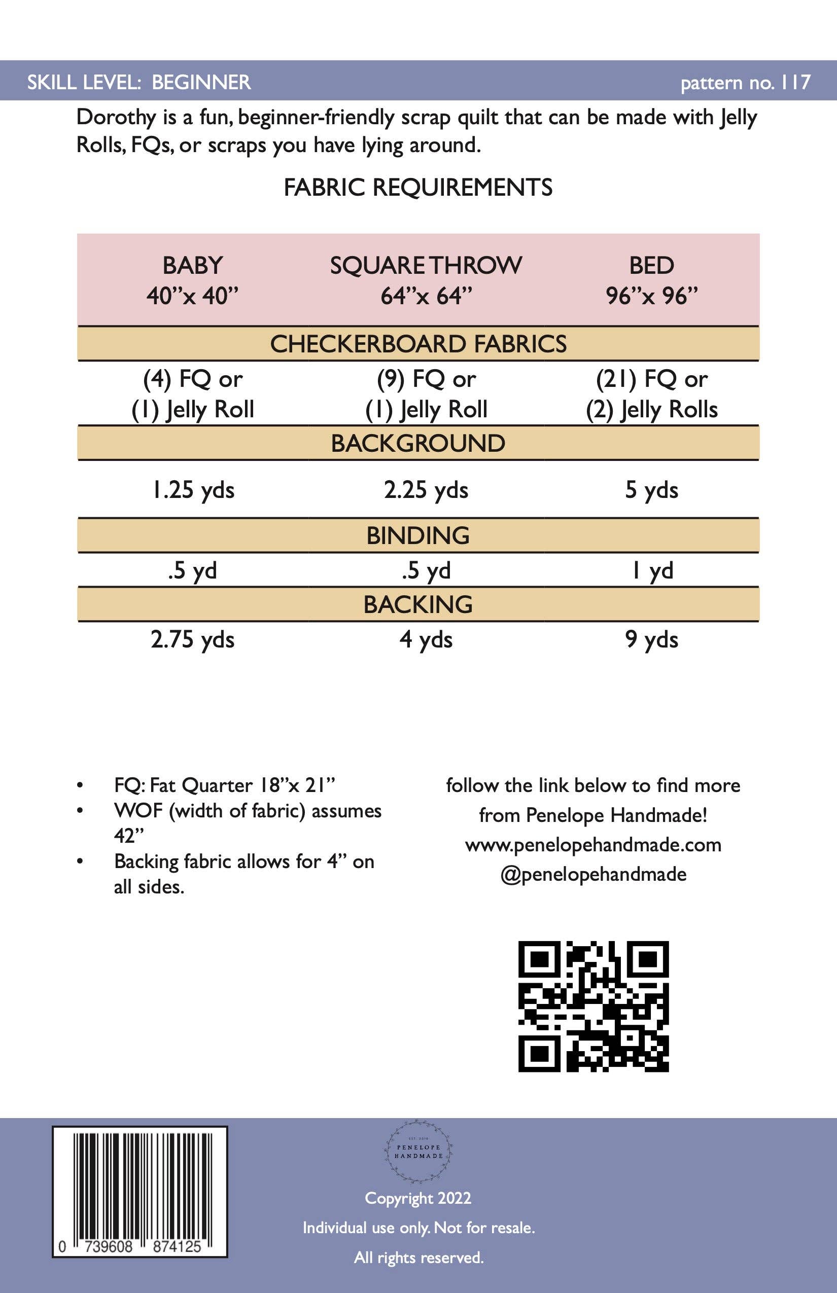 Penelope Handmade - Wholesale Quilt - Dorothy Quilt Pattern  |   Paper Version1