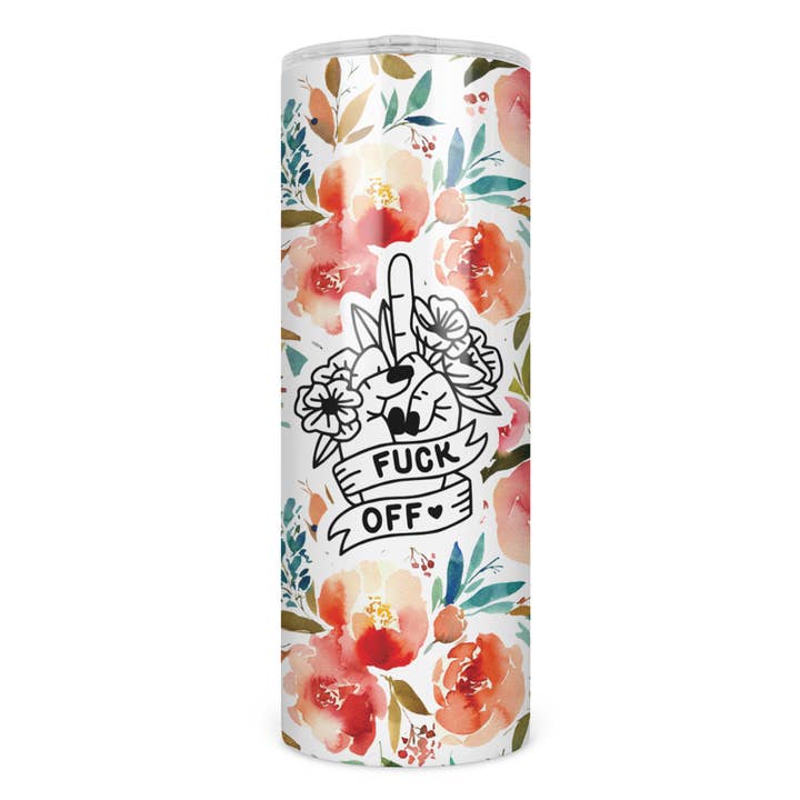 Fuck Off Floral Middle Finger Insulated Skinny Tumbler for wholesale by 1327 and co