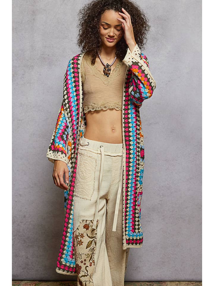 Pol Clothing - Wholesale Cardigan - Women's - Long Sleeve Crochet Various Colors Cardigan