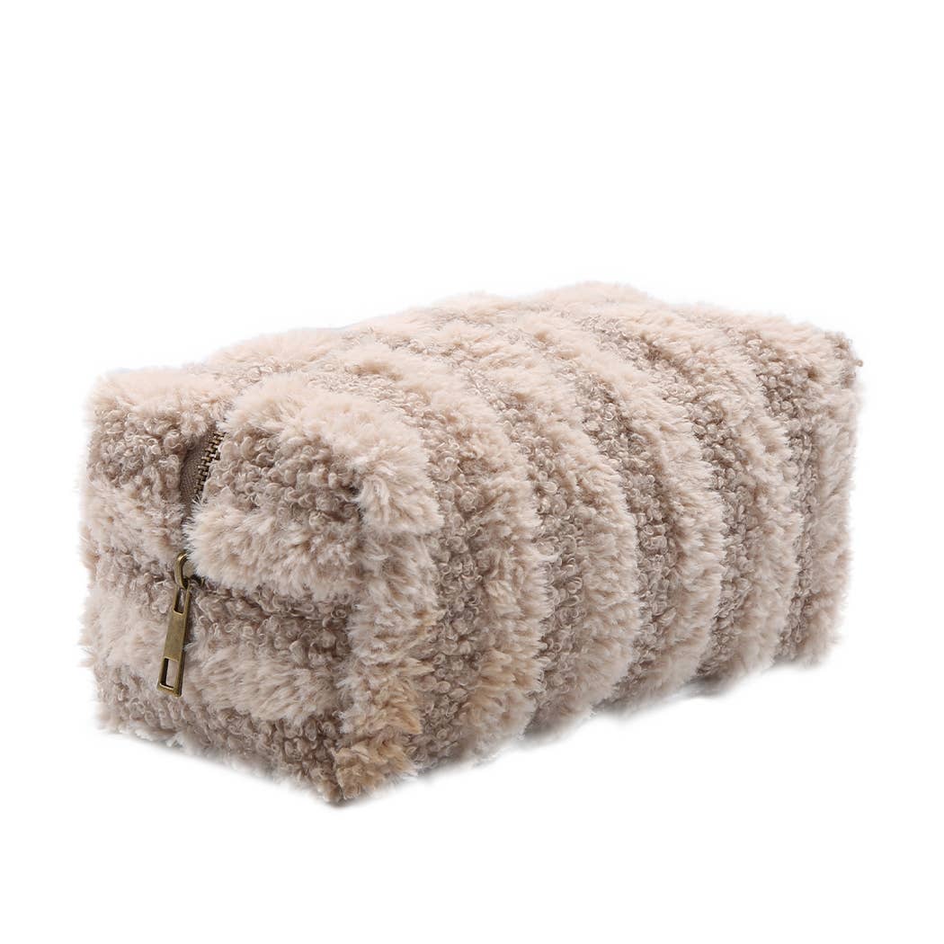 Fashion City - Wholesale Pouch - Women's - Stripe Pattern Sherpa Travel Pouch13