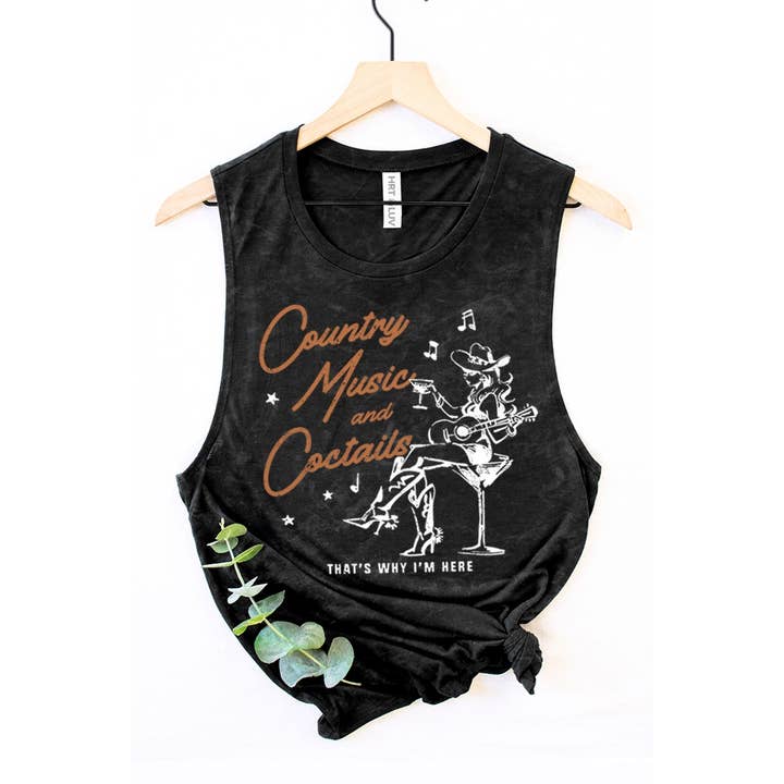 HRTandLUV - Wholesale Tank Top - Women's - COUNTRY MUSIC AND COCKTAILS MINERAL GRAPHIC TANK TOP