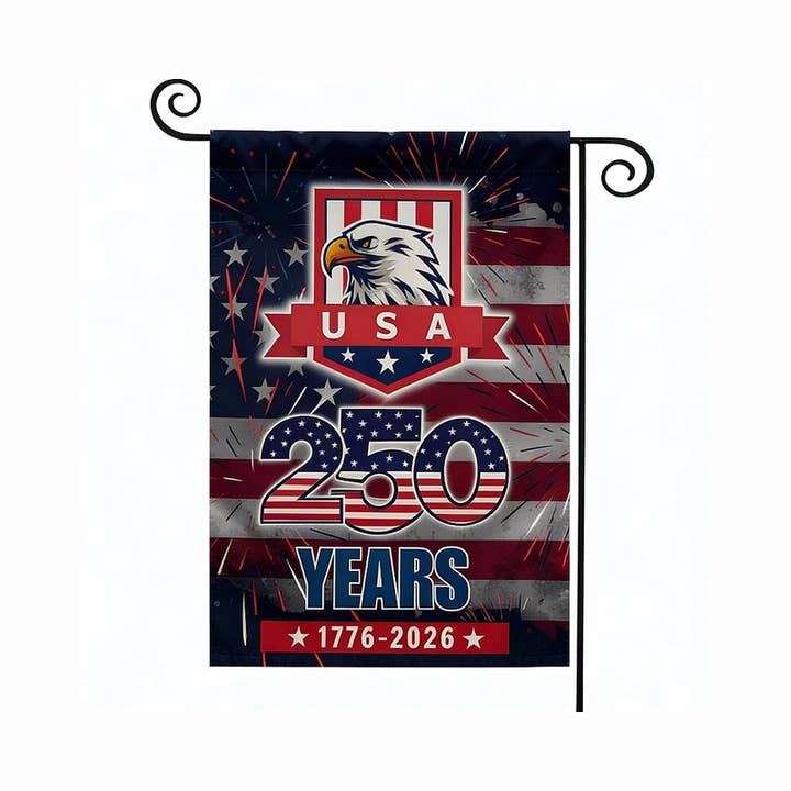 AGAS 250-årsjubileumsträdgårdsflagga 30x45 cm - Fyrverkerier för wholesale av AGAS MFG INC
