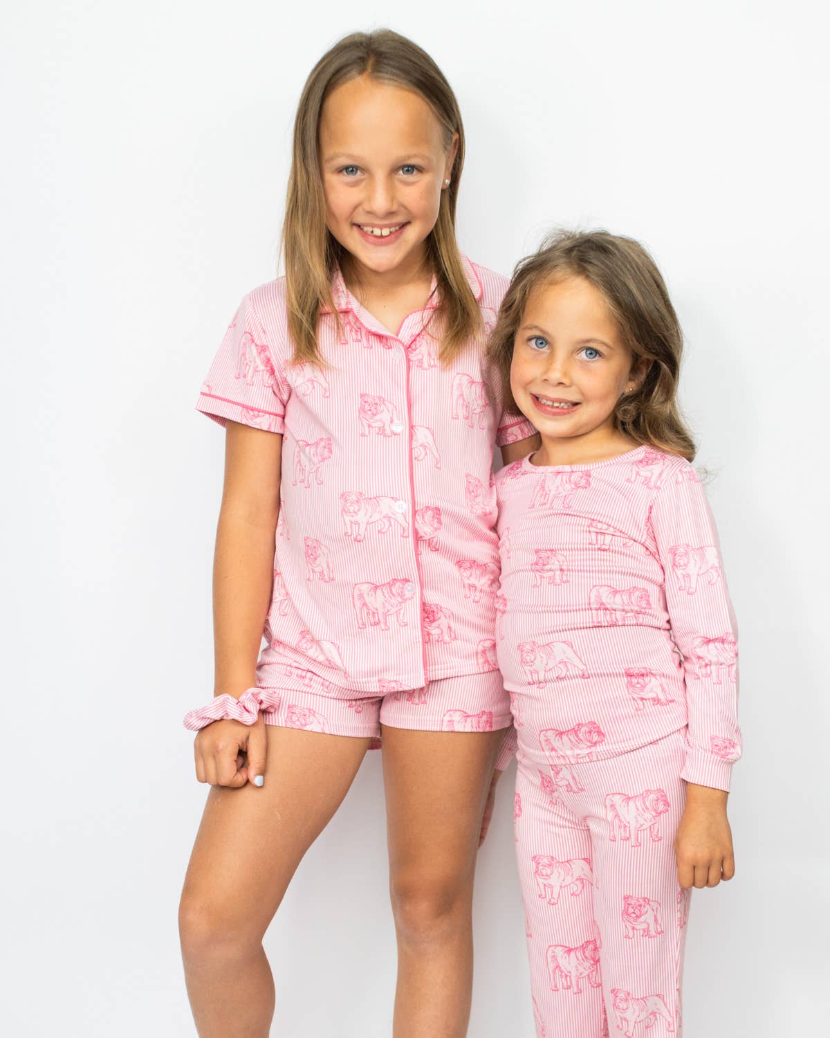 The Royal Standard – Engroshandel Pyjamasæt - Børn – Piges Bulldog Stare Sovesæt   Pink/Lyserød   -Ass.2