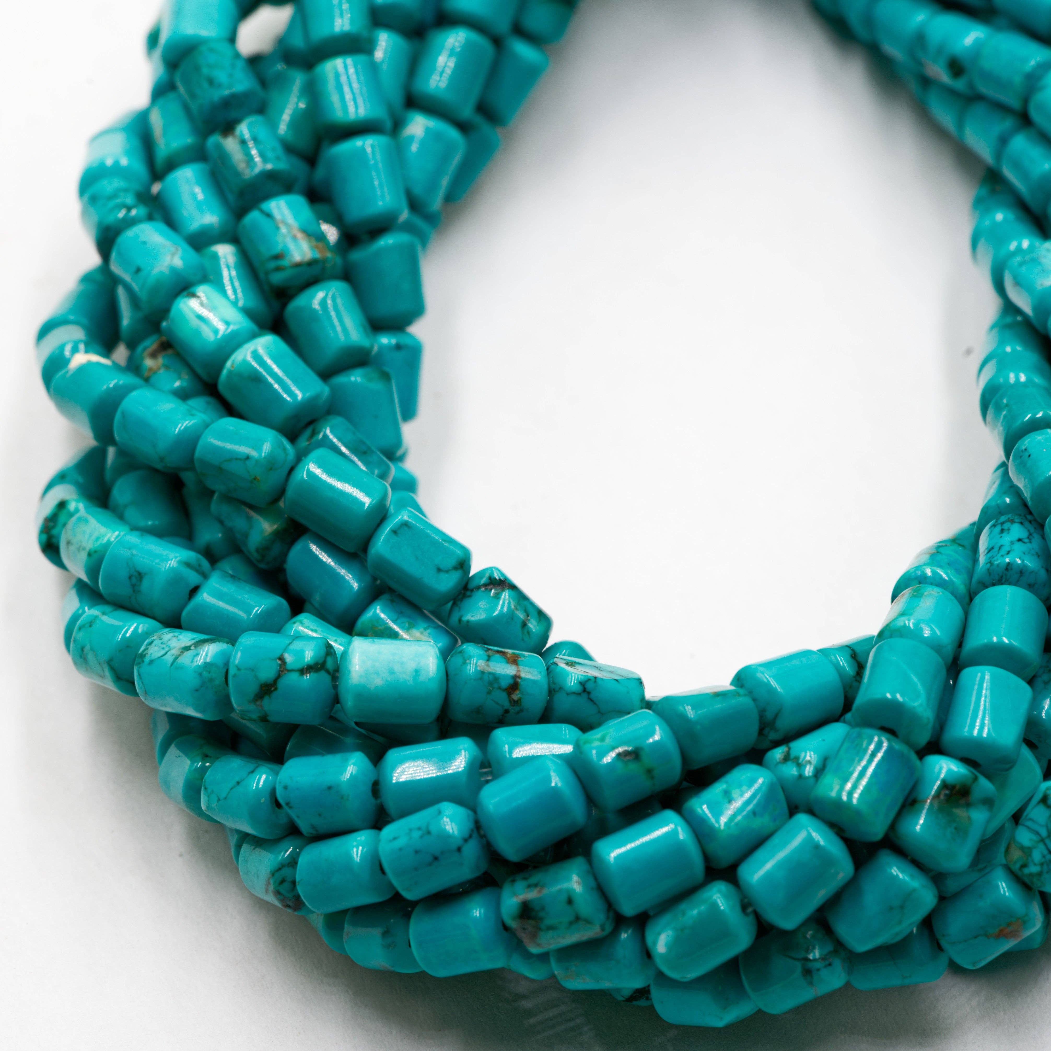CRCBEADS - Wholesale Beads - Blue Green Turquoise Cylinder Tube Beads Size 5x6mm 15.5" Strand1