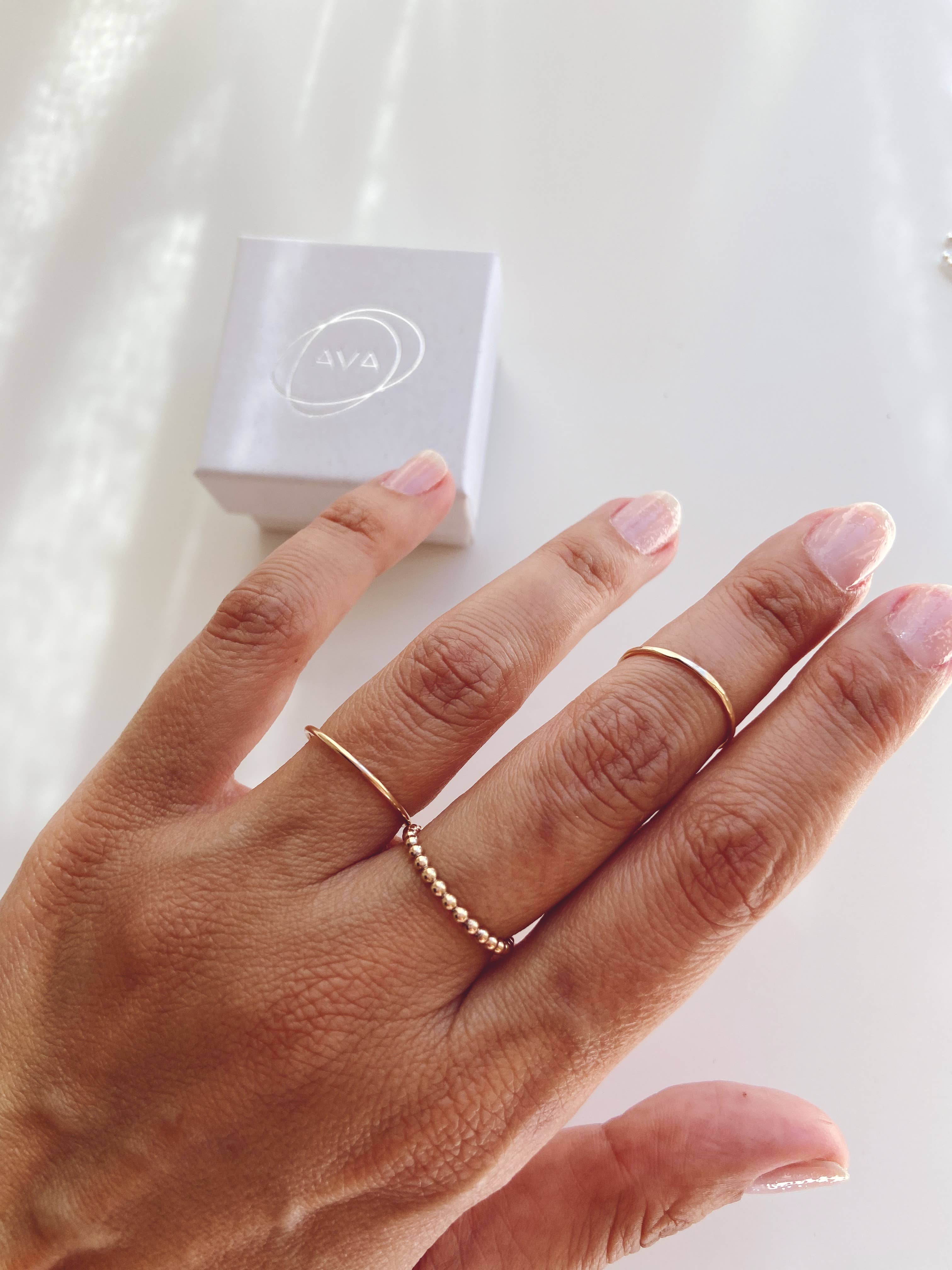 AVA Handmade Jewelry - Wholesale Band/Stacked Ring - Stacking 3 rings set, stackable, beaded, hammered ,thin15