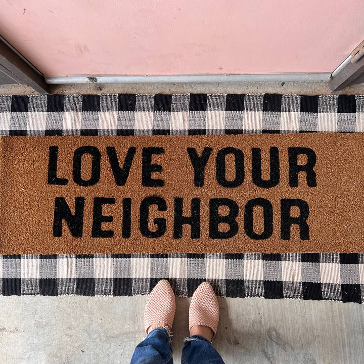 Modern Burlap - Wholesale Door Mat - XL Doormat - Love your Neighbor (New Length)