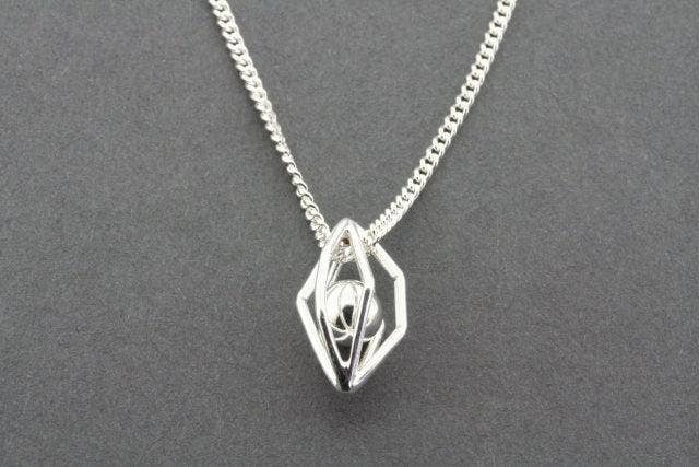 Makers & Providers - Wholesale Pendant/charm necklace - Silver Cage And Ball Pendant On 60cm Link Chain
