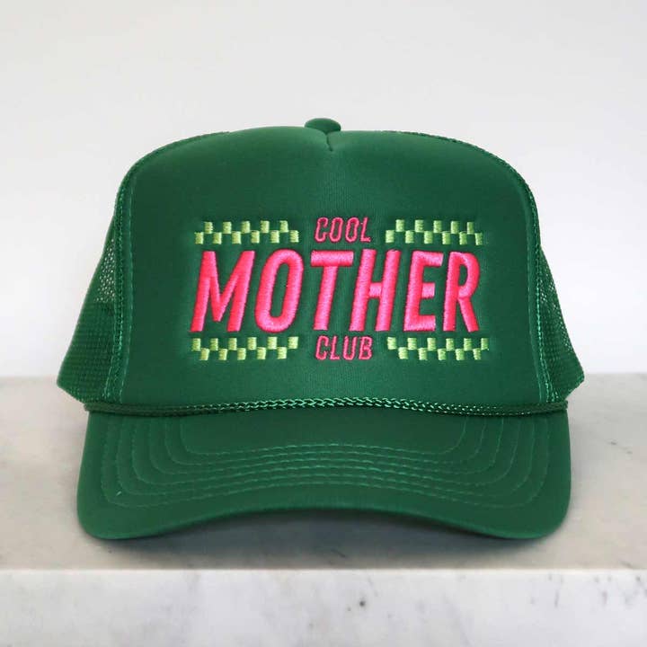 Sundrop - Wholesale Trucker Hat - Women's - Cool Mother Club Checkered Trucker Hat - High Profile Green0