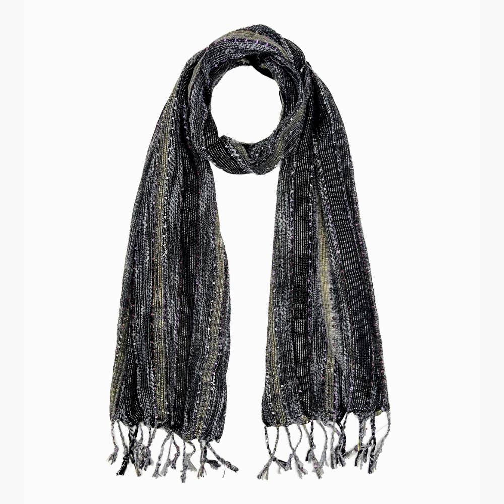 Humble Hilo – wholesale Scarf – Women's – Humble Hilo Multicolored Thread Artisan Scarf145