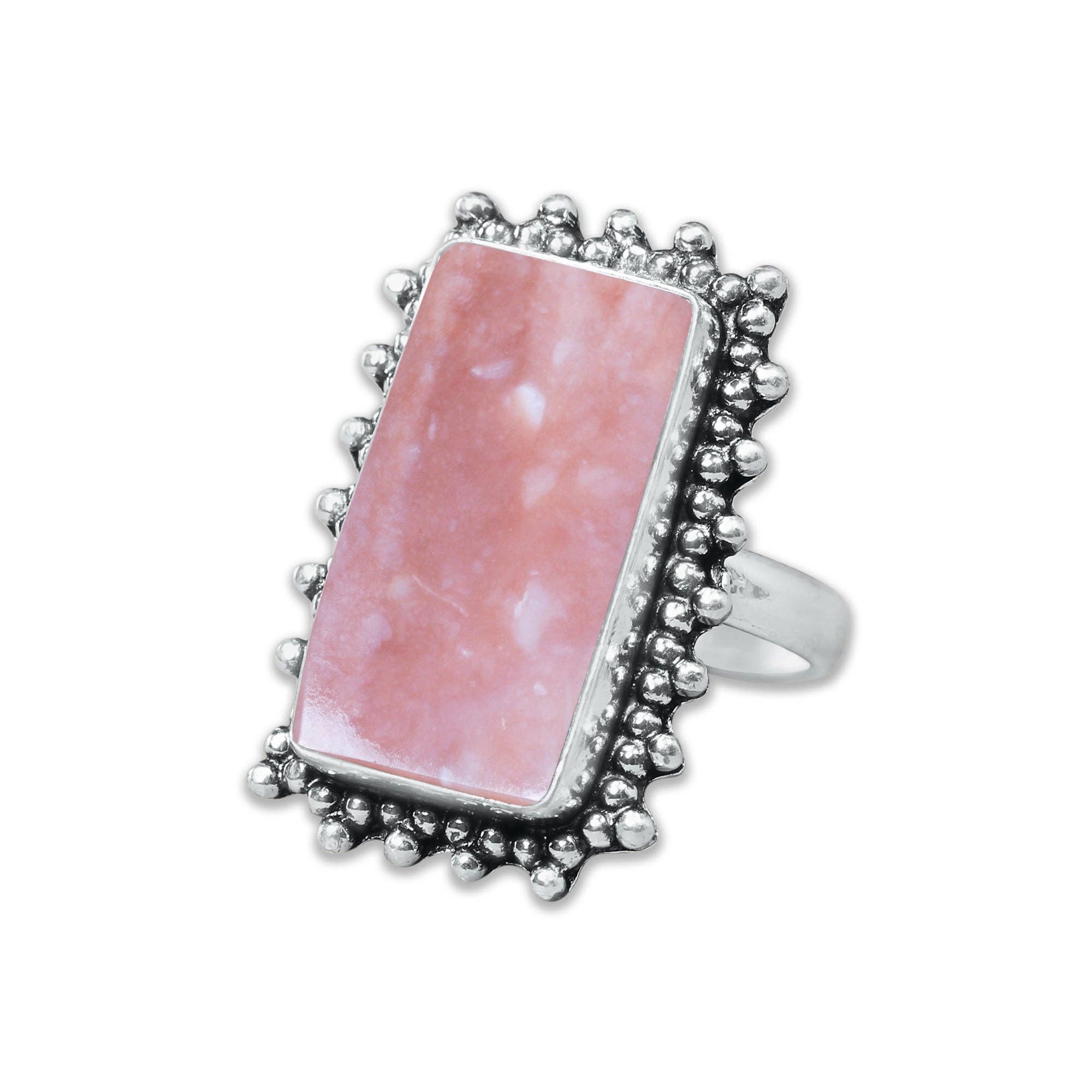 Handmade Jewels - Wholesale Cocktail/Statement Ring - Pink Opal Rings – Handmade, Silver-Plated, Assorted Boho Designs (US Sizes 6–10, Made to Order)4