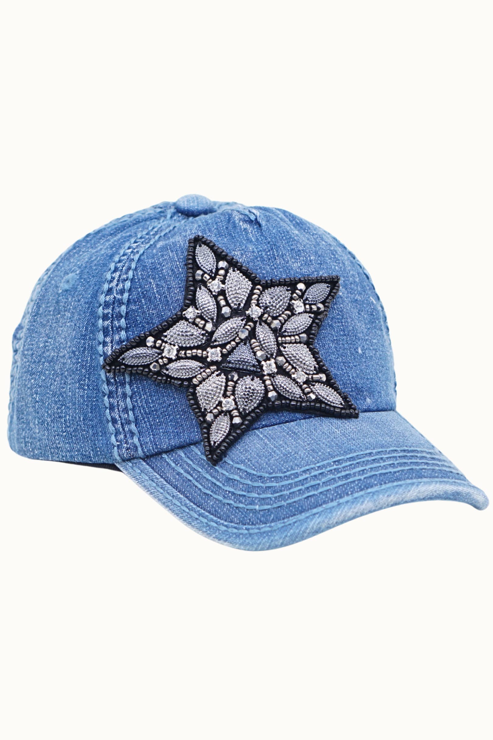 Olive & Pique - Wholesale Baseball Cap - Women's - Bejeweled Embellished Star Glitz Youth Ponytail Cotton Cap1
