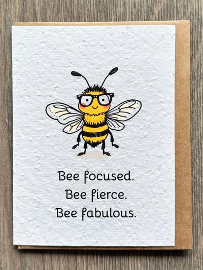 Bee Focused Motivational Card for wholesale by The Flora Page