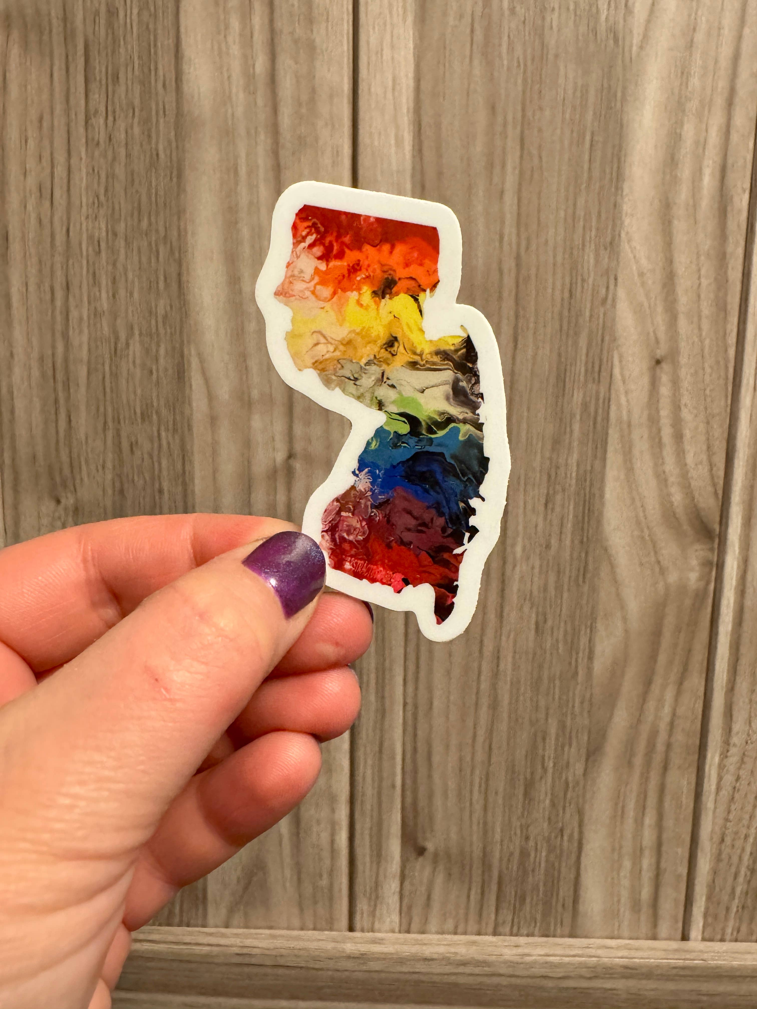 AbstractbyRabrams - Wholesale Sticker - Trans Pride New Jersey Sticker - Progress Pride New Jersey0