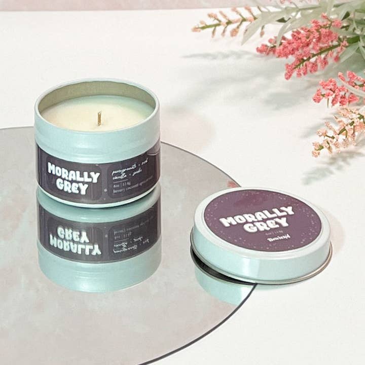 Bewick'd Studio - Wholesale Travel Candles - Morally Grey 4oz Candle - Book-Inspired Luxury Scented0
