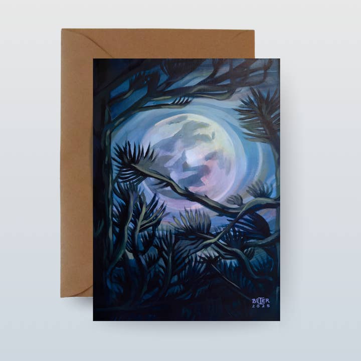 5"x7" Moonrise Greeting Card with Kraft Envelope for wholesale by Painting the Southwest