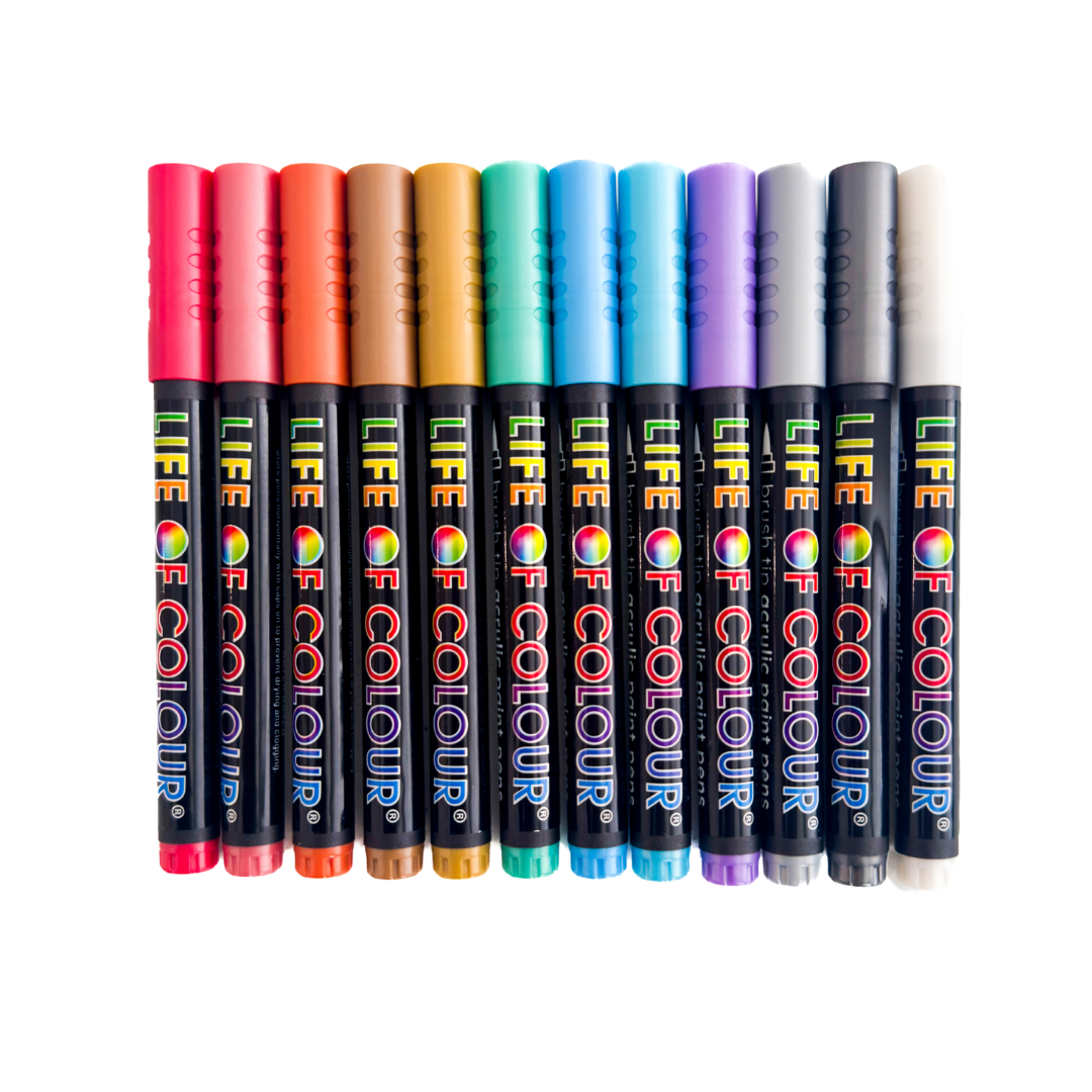 Life of Colour - Wholesale Marker - Metallic Brush Tip Acrylic Paint Pens - Set of 125