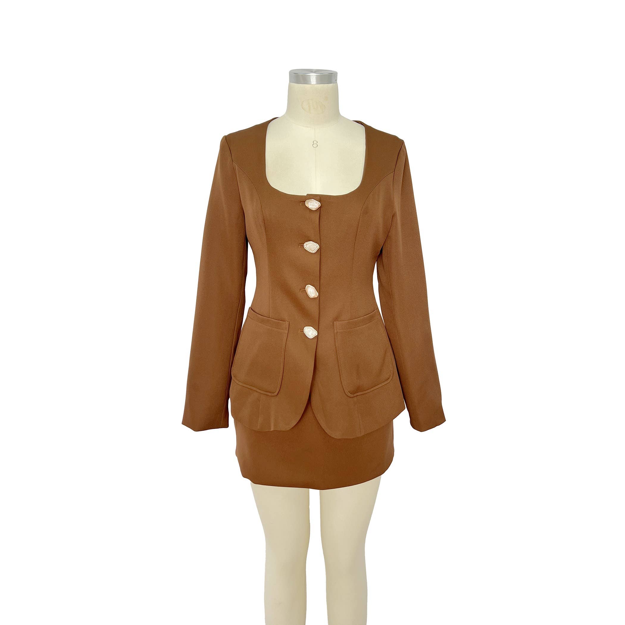 XHHH Inc - Wholesale Top & Pant Set (NOT Loungewear) - Women's - X9461CS Scoop Neck Blazer Mini Dress Set3